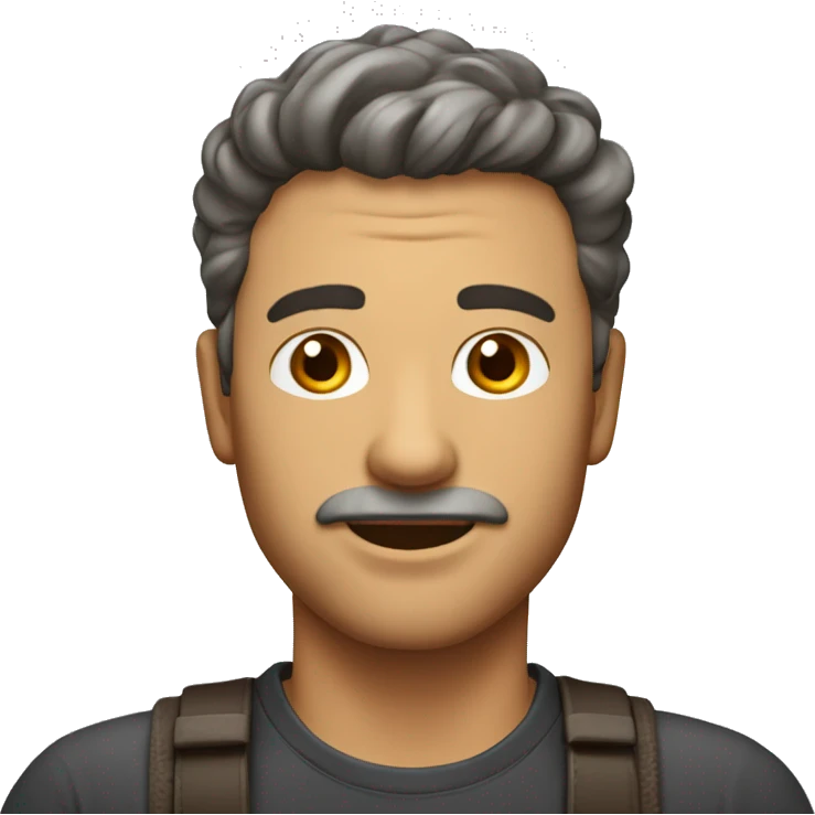 homme 40 ans visage fin, cheveux rasé poivre et sel   emoji