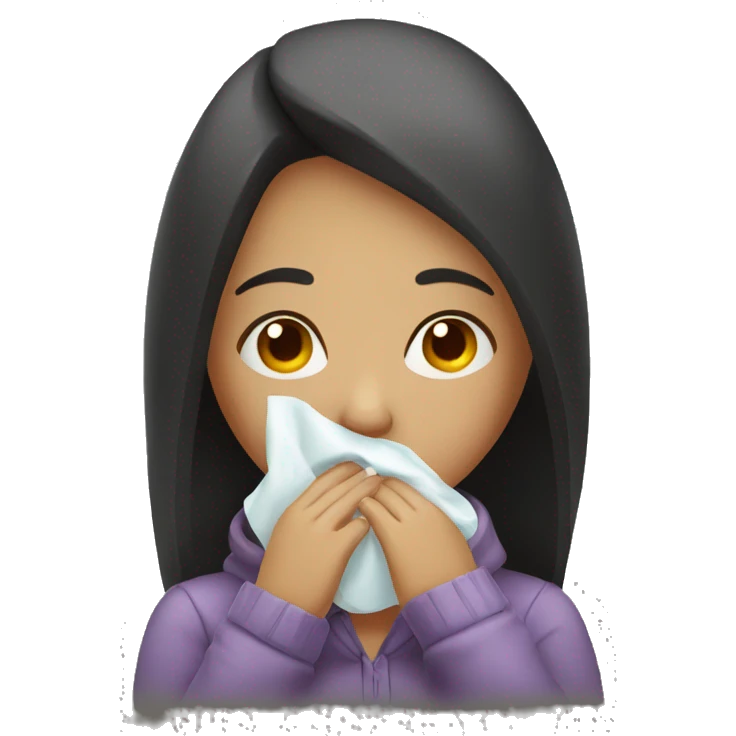 Girl being sick with stuffed nose emoji