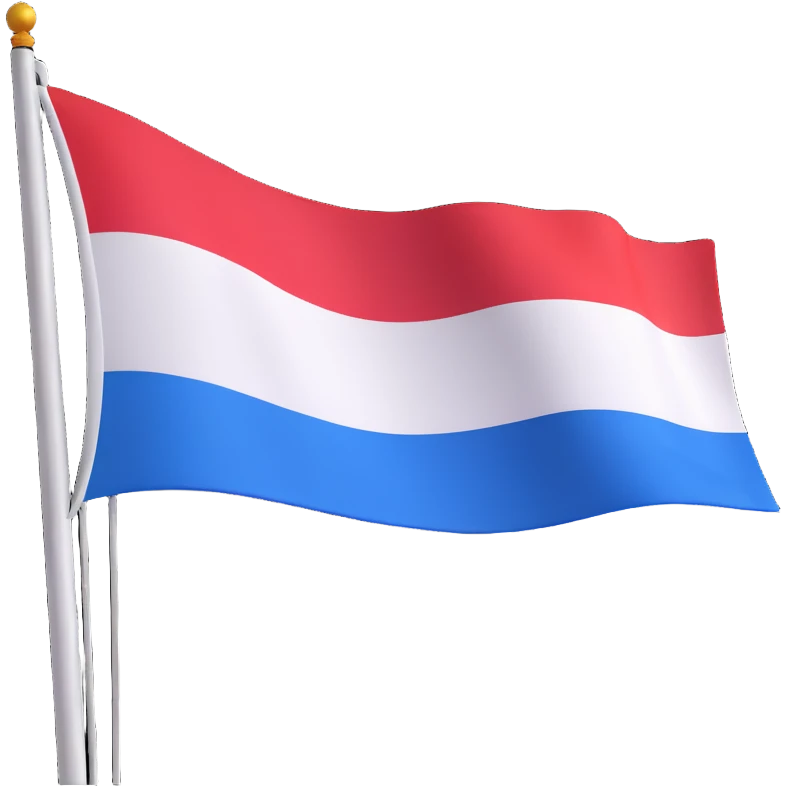 Flag of the Netherlands with red white and blue horizontal stripes emoji