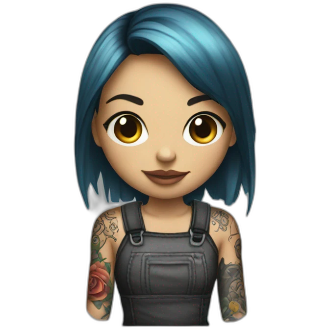 Tattoo artist girl with a machine in her hands emoji