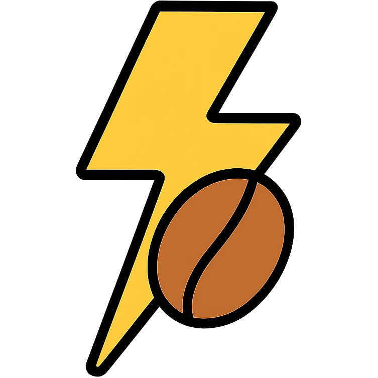 energy bolt with coffee bean, representing caffeine boost, bold icon emoji