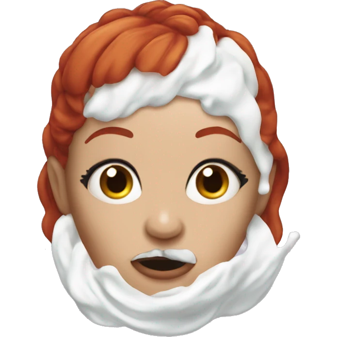 Red haired goth Woman with shaving cream on her face emoji