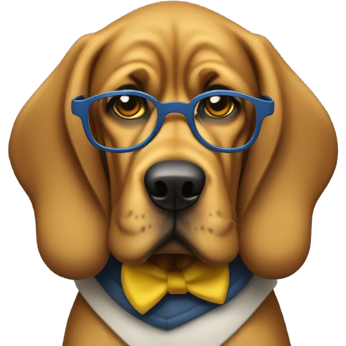 Studious blue and yellow bloodhound-wearing bifocals. emoji