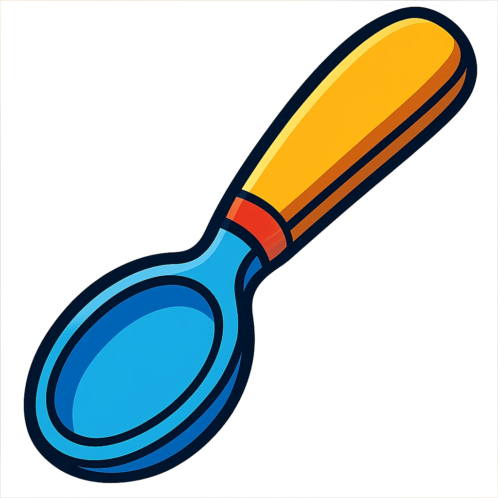 a vibrant cartoon of a spoon emoji