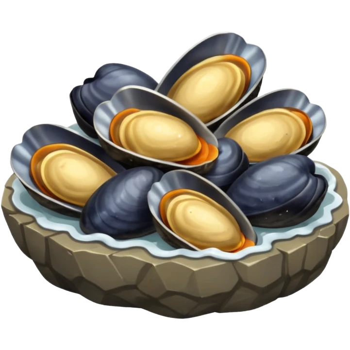 Un rocher avec des moules accrochées  emoji