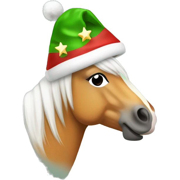 Haflinger Horse with an Little star paleness and with Christmas hat emoji