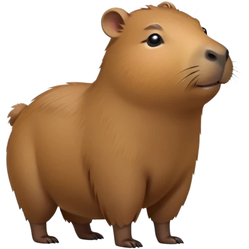 cinematic-capybara-realistic-full-body-on-standing-emoji,-plump-and-relaxed-body-soaking-in-the-warm-sun,-short-brown-fur-slightly-ruffled,-head-tilted-dramatically,-calm-expressive-eyes-exuding-serene-wisdom,-simplified-yet-realistic emoji