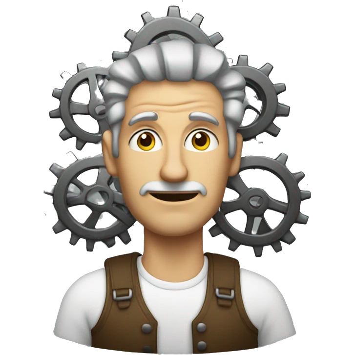 a man with a huge cog emoji