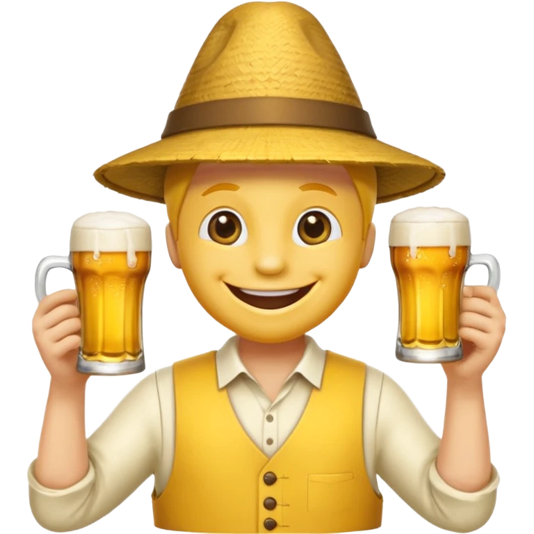 Ein lachender Smilie mit Bierglas und Gamsbart Hut emoji