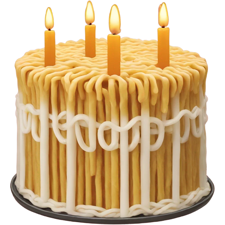 Ramen noodle cake with candles emoji