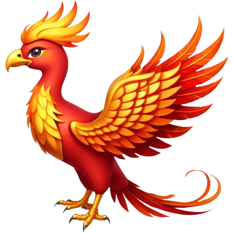 Cinematic Noble Mystical Fire Phoenix Portrait Emoji, Poised and resplendent, with a radiant, fiery plumage in brilliant hues of scarlet, gold, and ember, featuring elongated, elegant tail feathers that flow like molten lava, and piercing, wise eyes reflecting the eternal cycle of rebirth; rendered with lifelike texture and luminous natural highlights, high shine, majestic and awe-inspiring, styled with an aura of mythic resurgence, focused and regal, soft glowing outline, capturing the essence of a legendary phoenix rising from the flames with timeless grace! emoji