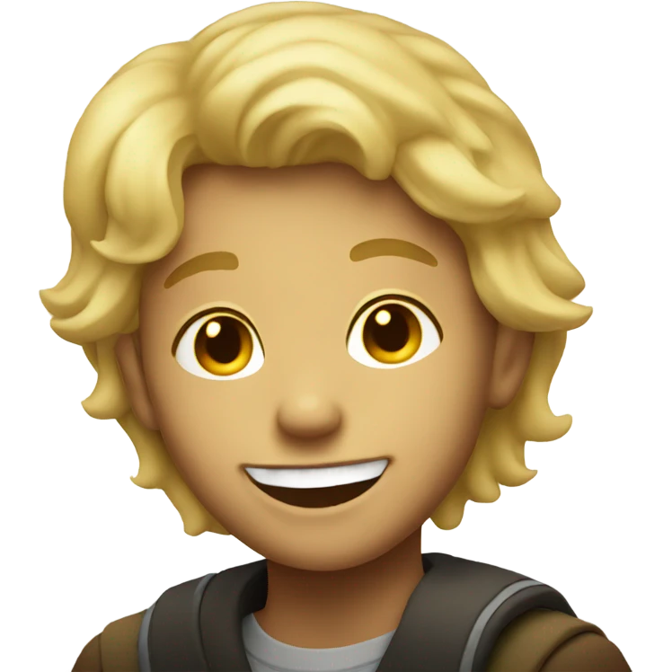 blonde boy smiling in shadows emoji