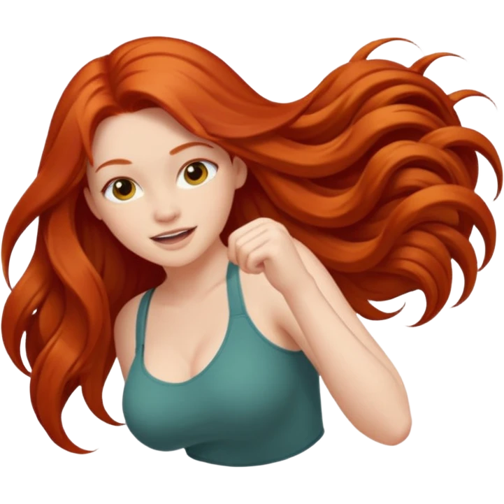 Long haired redhead booty shake emoji