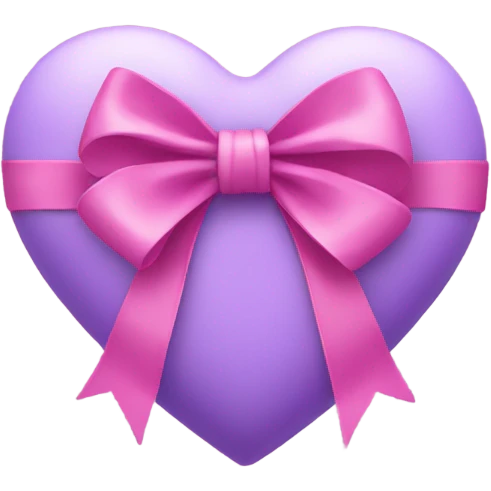 a violet heart wrapped by apink bow emoji