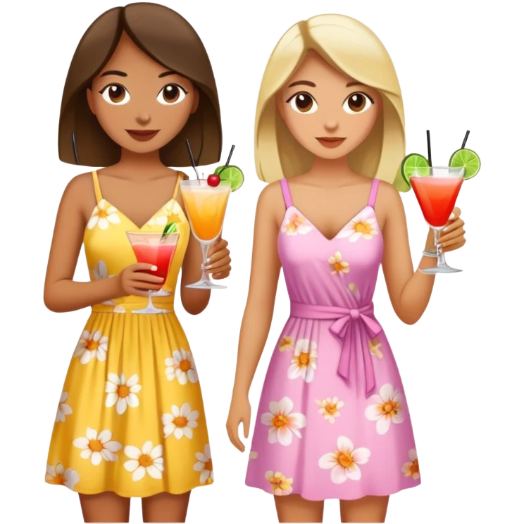 two girls with cocktails  emoji