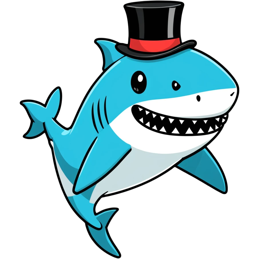 Shark with a top hat emoji