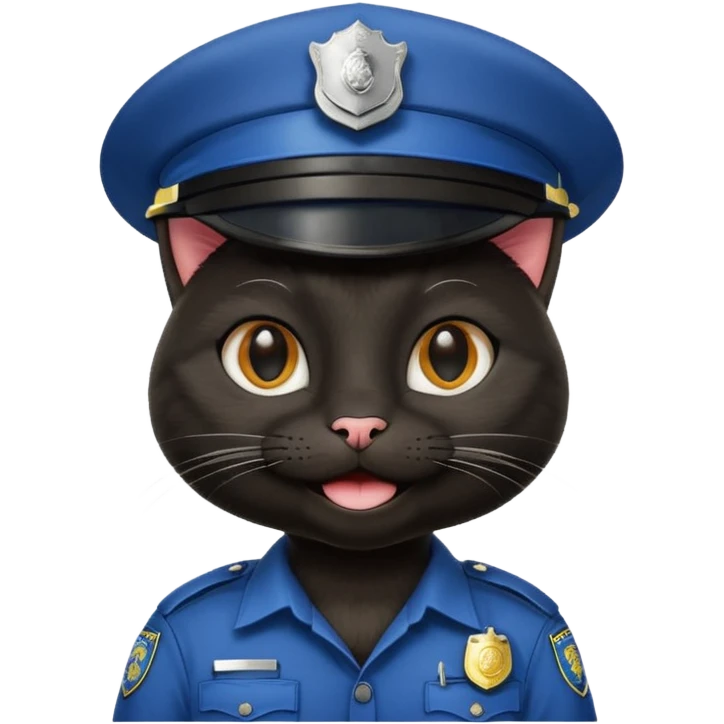 happy black cat police emoji