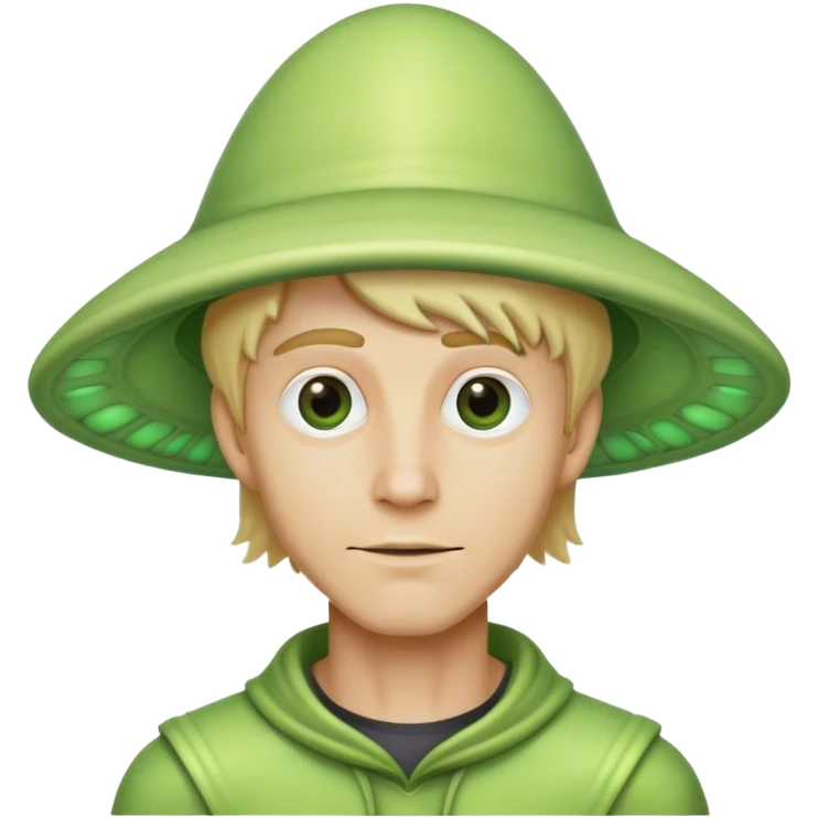 Blonde guy wearing alien hat emoji