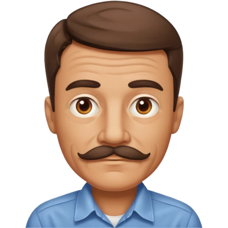create an emoji of an adult man with wrinkles and an American look, he has extremely short brown hair, brown eyes and a moustache emoji