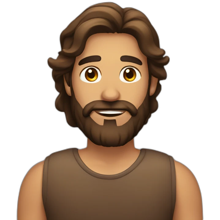 hispanic long brown hair man with a beard emoji