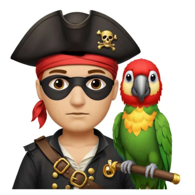 pirate with eye patch and parrot emoji