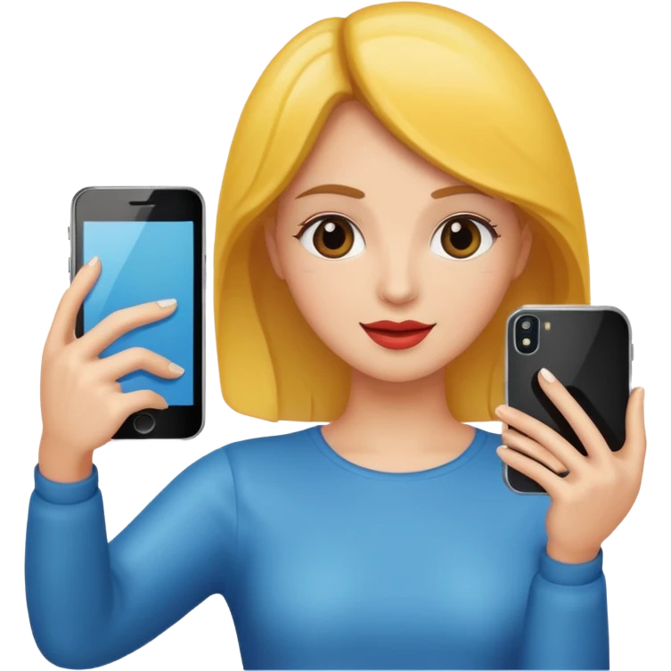 mirror woman holding her phone having selfie emoji