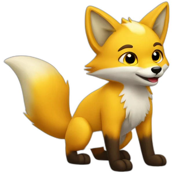 yellow two tailed fox emoji