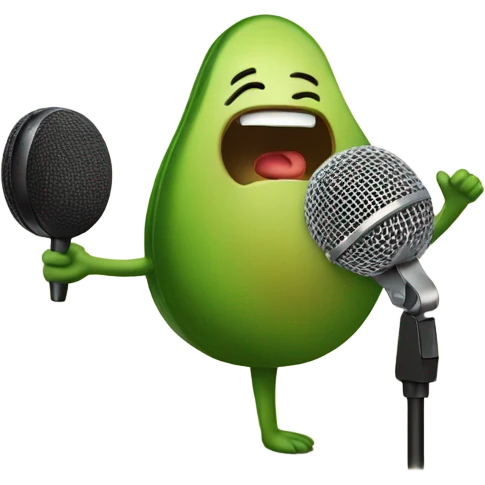 Avocado singing with microphone emoji