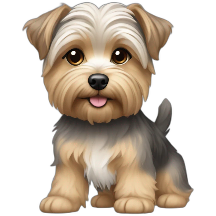 light brown and grey morkie emoji
