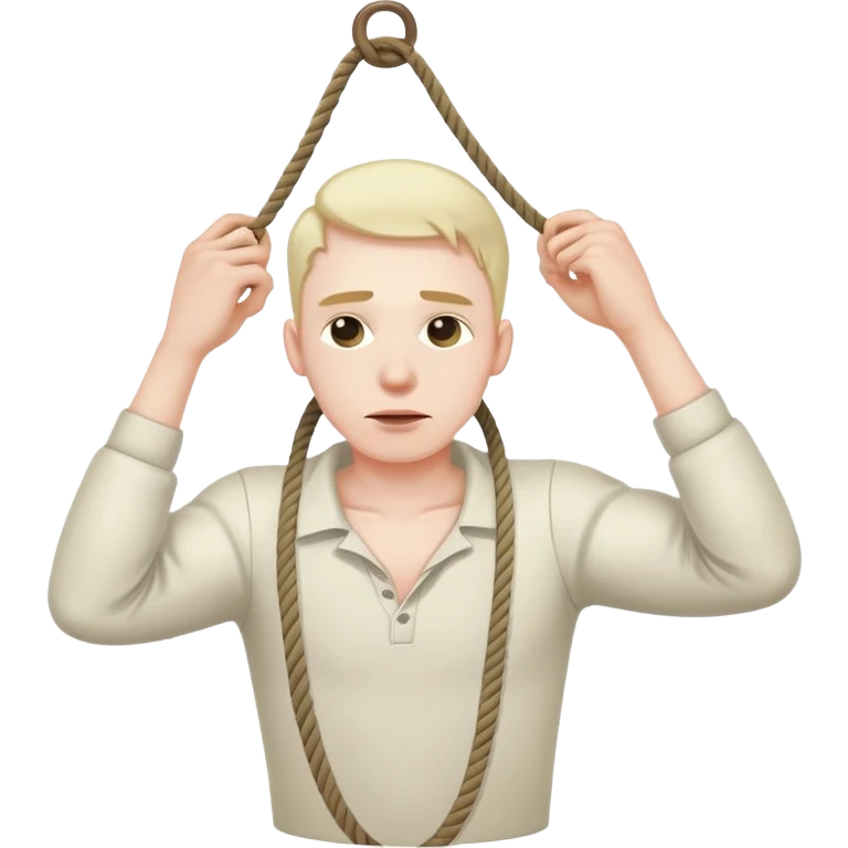 A man hanging himself with a rope by his neck dead full head emoji