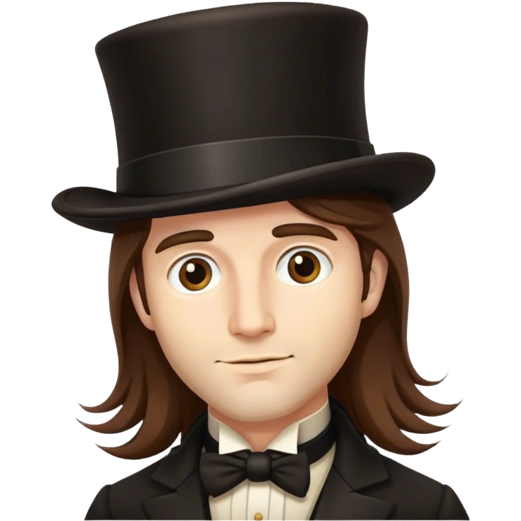 Man having long hair with tophat emoji