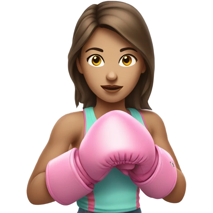 Pale Brunette girl wearing pink boxing gloves emoji