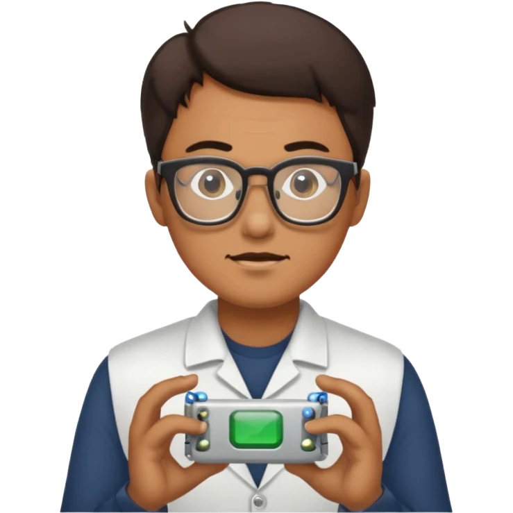 a man testing hardware emoji