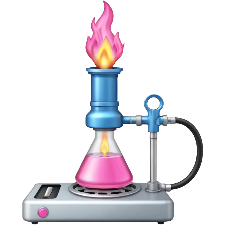 Bunsen burner with pink flame emoji