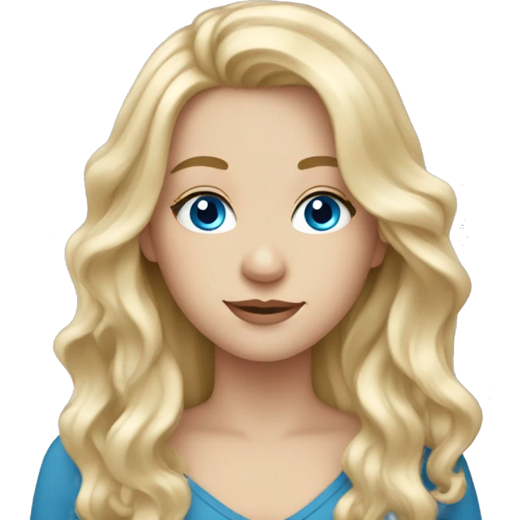 White girl with wavy long blonde hair and blue eyes emoji