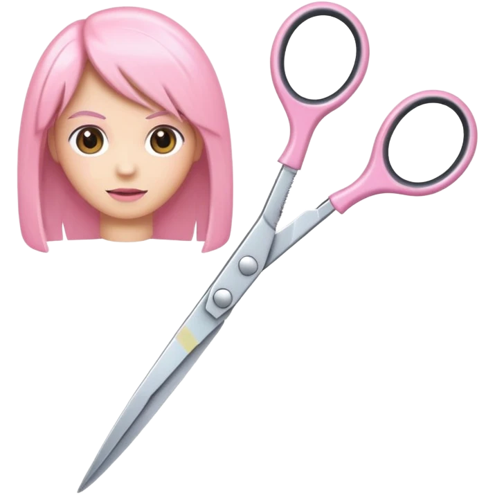 hairdressing scissors with pastel pink handles and shiny metal blades, iOS Apple emoji style emoji