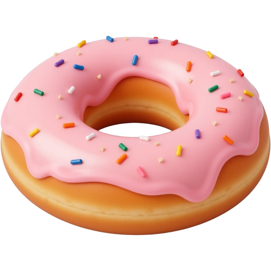 realistic glazed donut with sprinkles, skeuomorphism icon style emoji