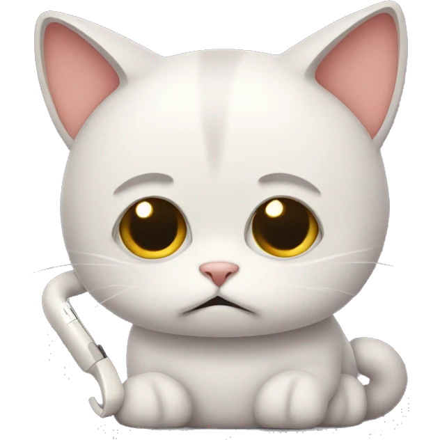 Sad cat with phone emoji