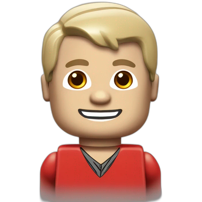 LEGO customer service bald men with red shirt emoji
