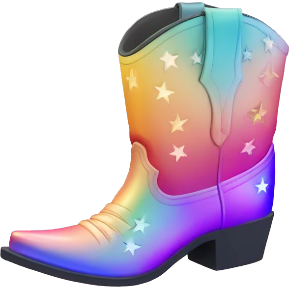 Iridescent gradient cowboy boots with stars emoji