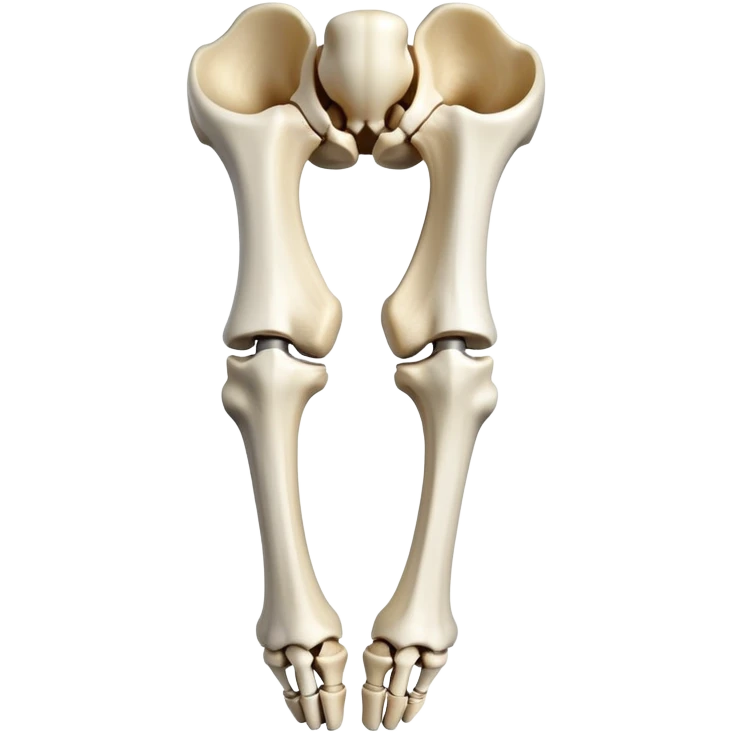 human knee bones, anatomical view showing femur, tibia, fibula, and patella emoji