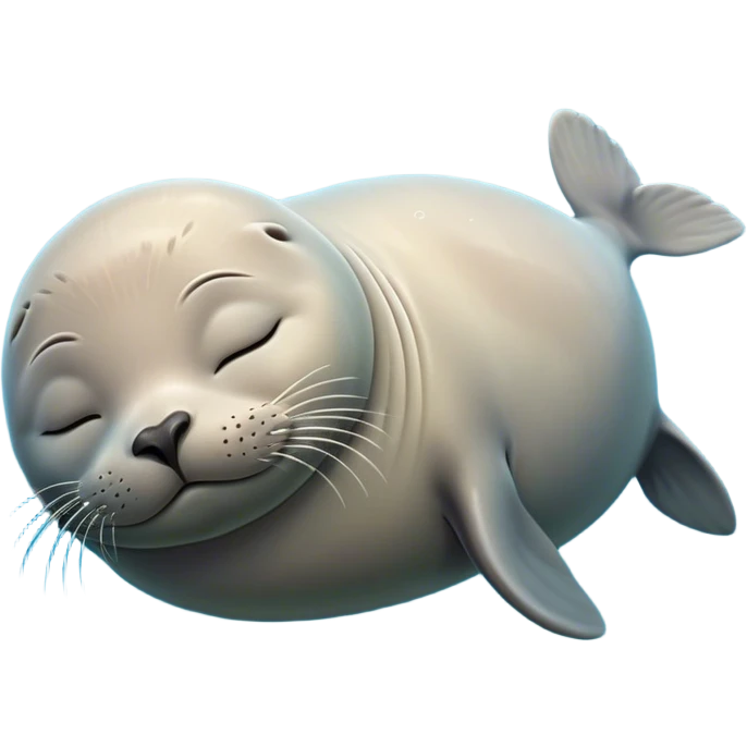 Meme-Worthy cute Sleeping Seal Portrait Emoji, Head resting peacefully with a contented smile, showcasing a luxuriously smooth, glossy form and eyes gently closed in serene slumber, Simplified yet hilariously adorable features, highly detailed, glowing with a soft, drowsy ocean light, high shine, relaxed and utterly lovable, stylized with an air of playful laziness, bright and heartwarming, soft glowing outline, capturing the essence of a sleeping seal that feels destined to become the next viral sensation of adorable rest! emoji