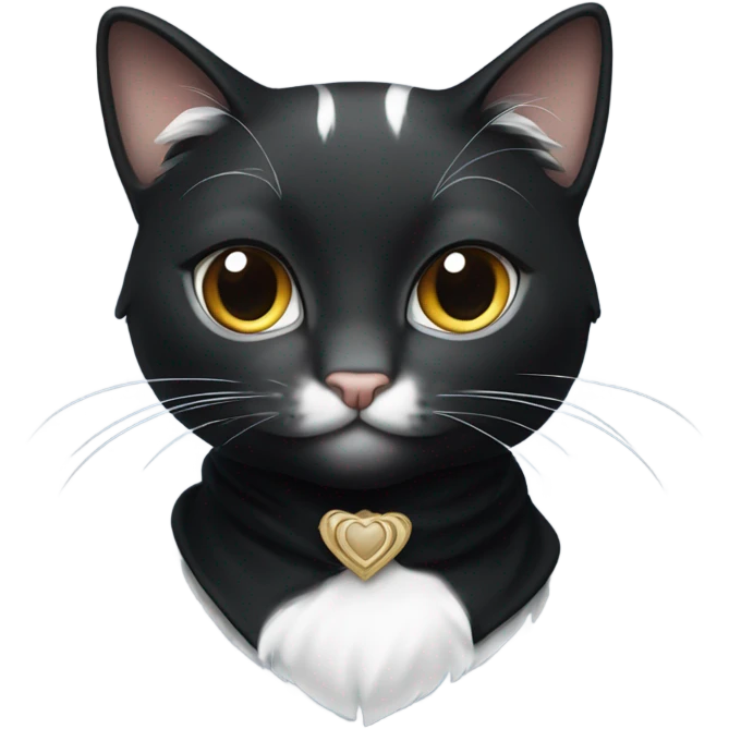 Black and white Princess cat emoji