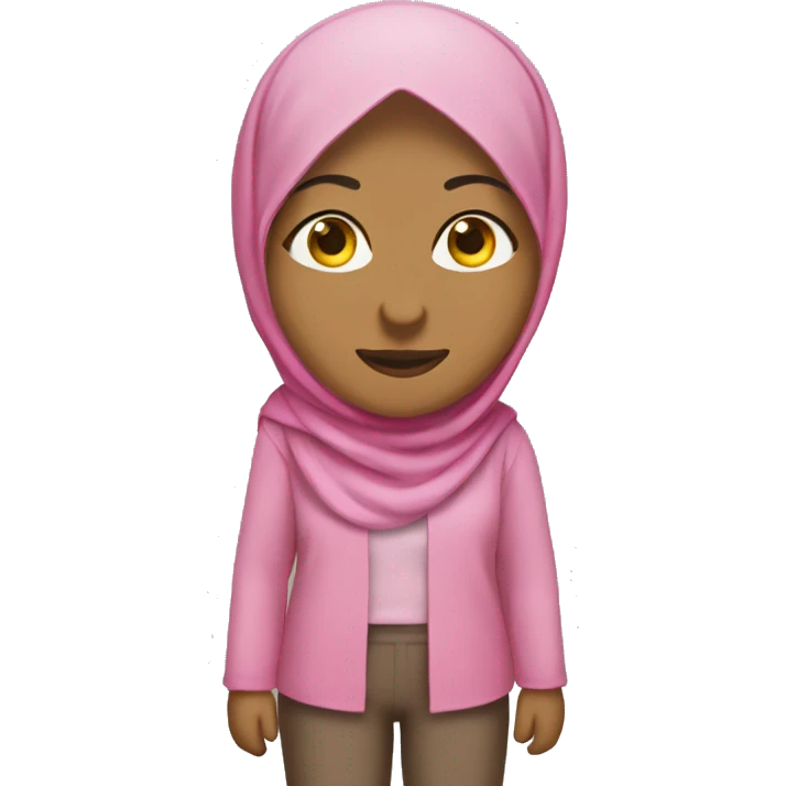 brown hijabi with pink hijab, pink pants, a light yellow top with a amputated right leg  emoji