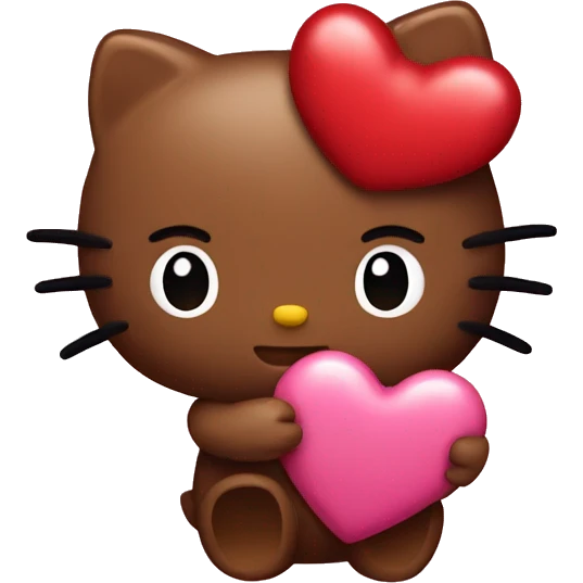 Brown hello kitty holding heart emoji