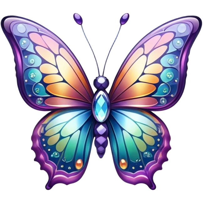 Iridescent glass crystal butterfly emoji