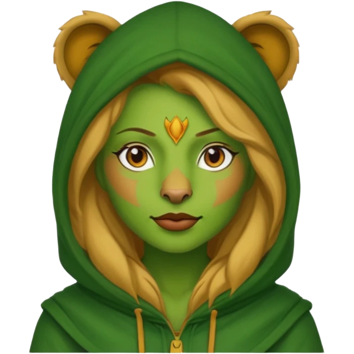 green Hooded lion woman emoji