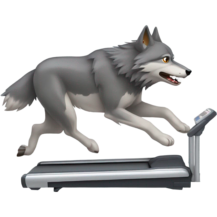 Wolf running on running machine emoji