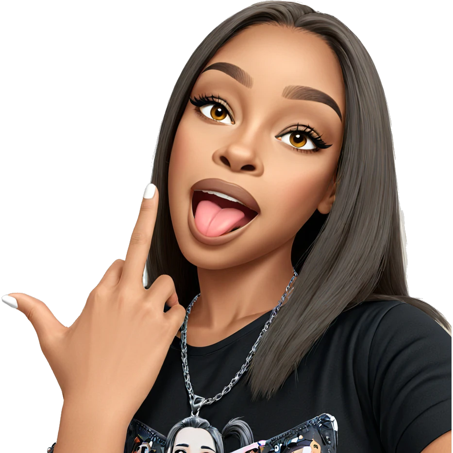 playful girl with black shirt emoji