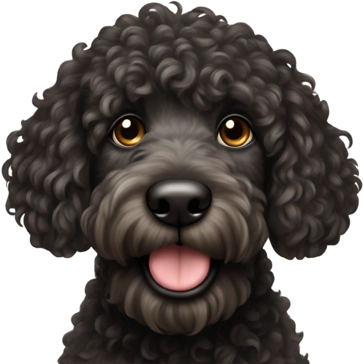 A black golden doodle dog emoji